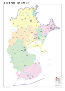 湛江市地图行政区划水系交通地形卫星流域地貎乡镇村l界打印定制