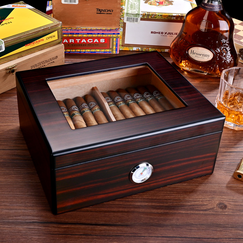 雪茄盒古巴醇香雪松木雪茄保湿盒便携式带加湿器雪烟盒茄盒保湿柜