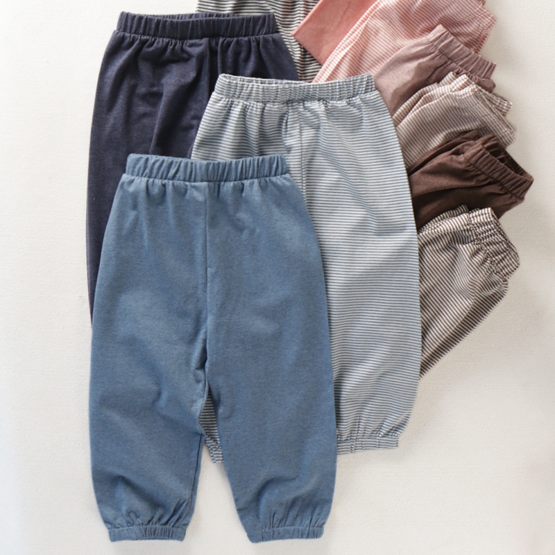 两件价日本冷感助剂全棉弹力薄款中小男童女童宽松版运动裤防蚊裤