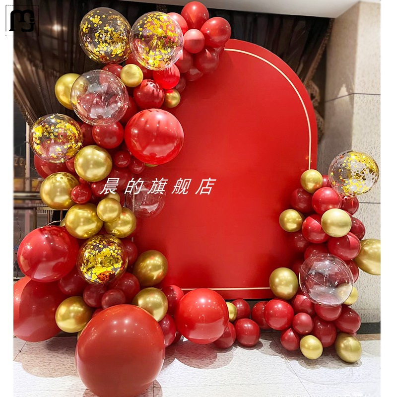 咣双网红双层宝石红气球装饰拱门商场店铺生日店庆开业场景氛围布