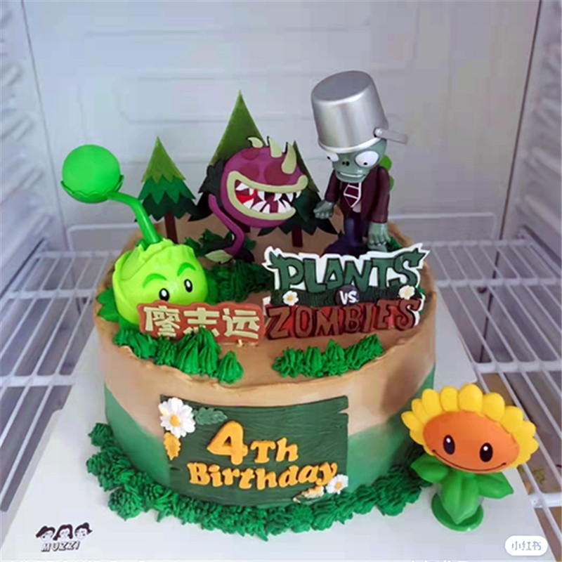 植物大战僵尸蛋糕装饰玩偶向日葵玉米儿童节日派对卡通人物装扮
