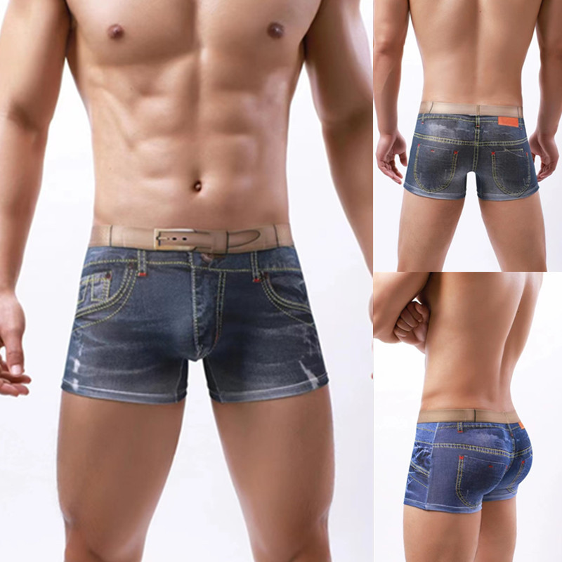 New Men Denim Underwear 3D Boxers Shorts 新男个性平角内裤