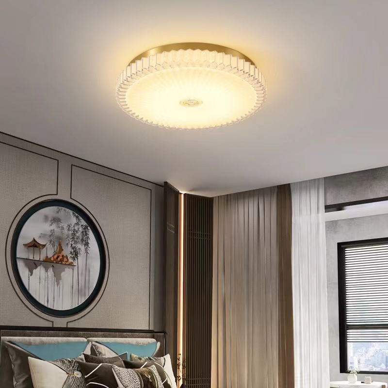 全铜吸顶灯中式卧室书房高级灯具美式轻奢简约现代圆形次卧玄关灯