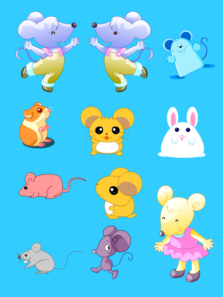 AN/Flash小老鼠跑走正面侧面动画源文件动物矢量素材拟人含GIF图