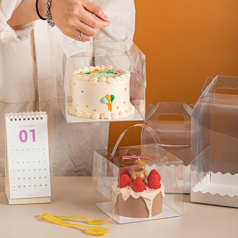 四寸小4寸透明蛋糕盒子手提加高西点爆浆2/3/5/6五寸蛋糕包装盒
