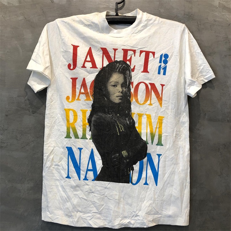 欧美复古人像美潮Janet jackson珍妮杰克逊重磅棉圆领短袖T恤男女