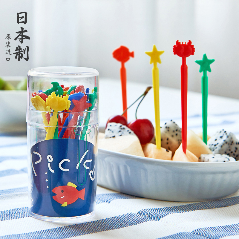 日本进口水果叉套装卡通动物可爱儿童牙签创意插蛋糕的小叉子20枚