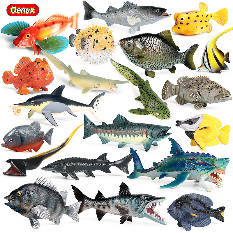 仿真淡水鱼模型海洋生物鲤鱼食人鱼鲫鱼石斑鱼安康鱼鲈鱼儿童玩具