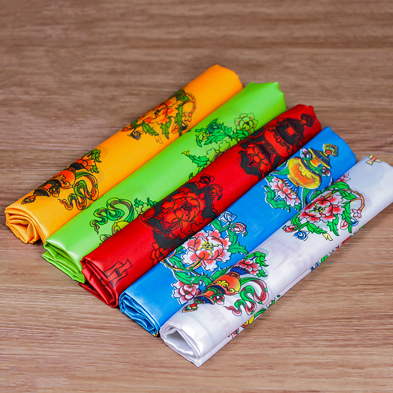 哈达藏族饰品西藏蒙古五色围巾金刚结印花八吉祥礼仪祝福装饰五彩