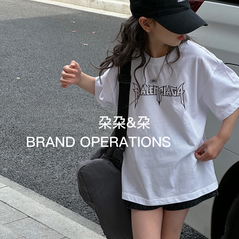 2023夏款波拉BORA韩国童装男女中大童卡通字母短袖T恤亲子现货