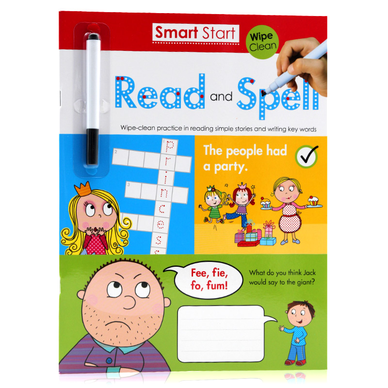 刷刷笔可重复擦写Smart Start Wipe-Clean Workbook Read and Spell 阅读和拼写 英文原版进口绘本 幼儿启蒙英语学习练习册