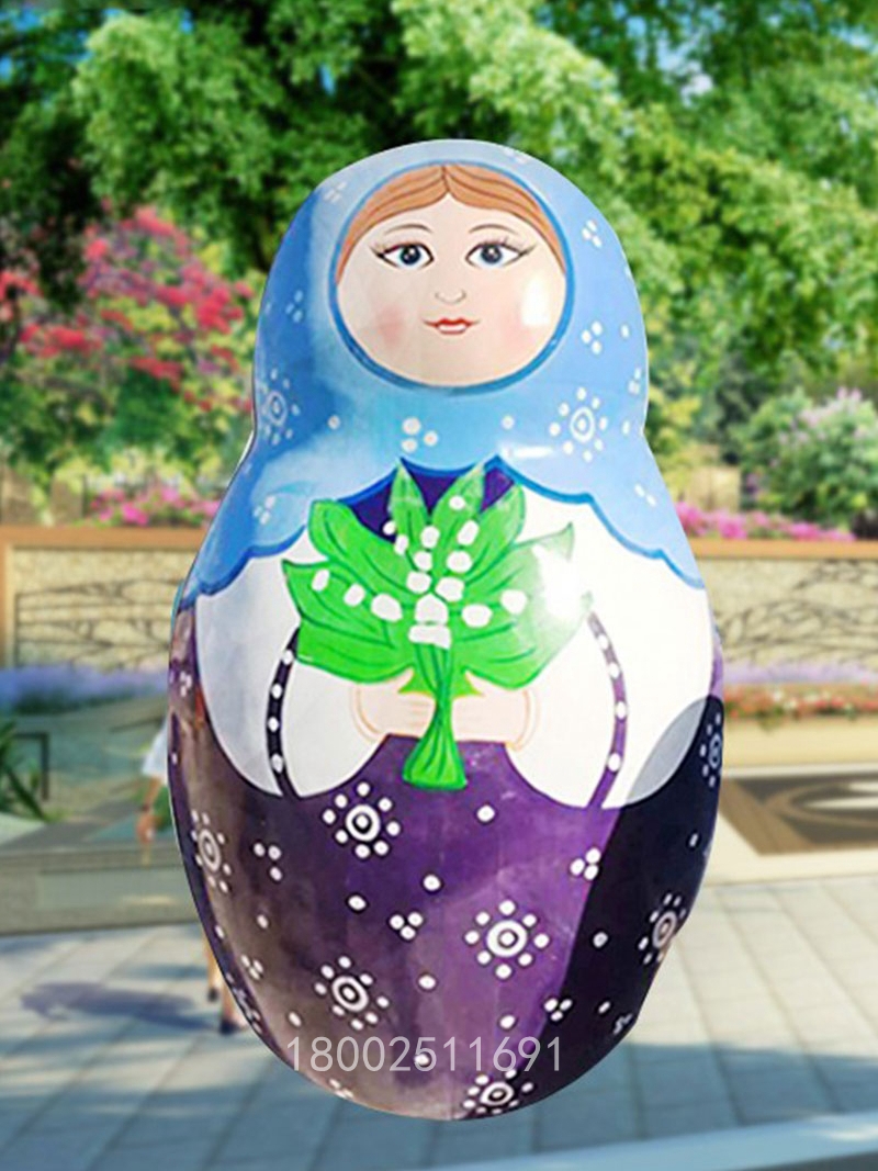 玻璃钢大型吉祥物俄罗斯套娃娃模型树脂工艺品彩绘蛋公仔雕塑摆件