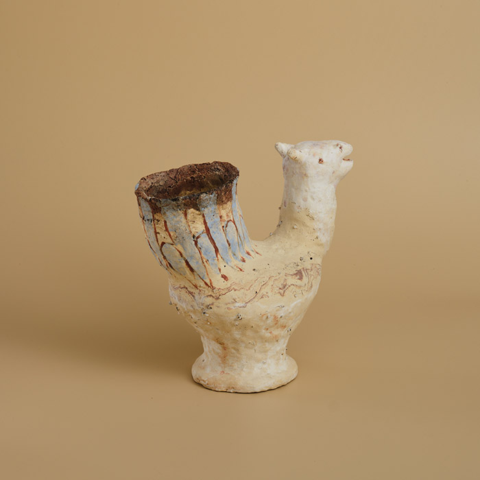 日本陶艺家畑中咲辉手作作品：动物造型粗陶花器/花瓶（现货）