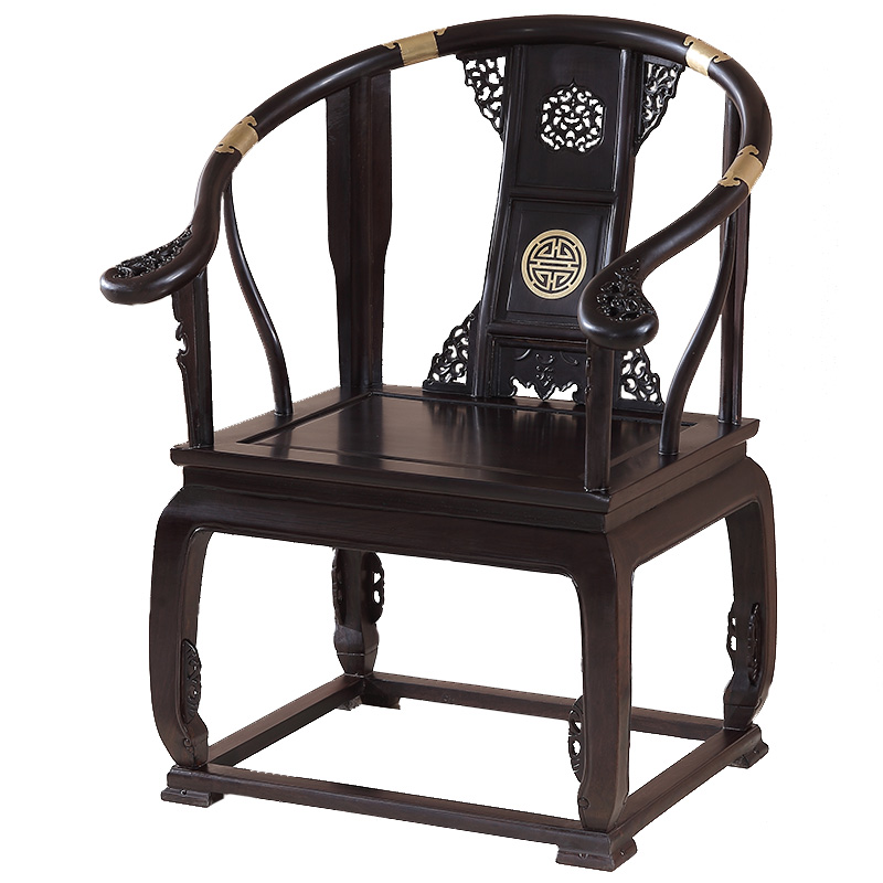 黑檀木皇宫椅太师椅仿古实木椅子圈椅中式休闲扶手靠背椅红木家具