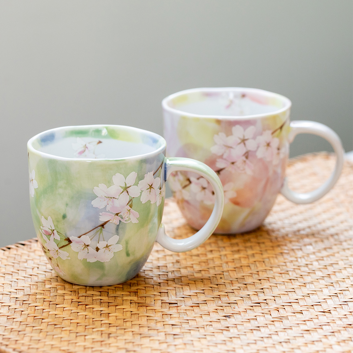 日本进口美浓烧手工彩绘樱花粉马克杯情侣对杯礼物日式咖啡杯水杯