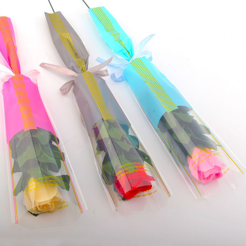 三生线单支鲜花包装袋玫瑰花袋一支玫瑰花包装纸透明玻璃纸花束袋