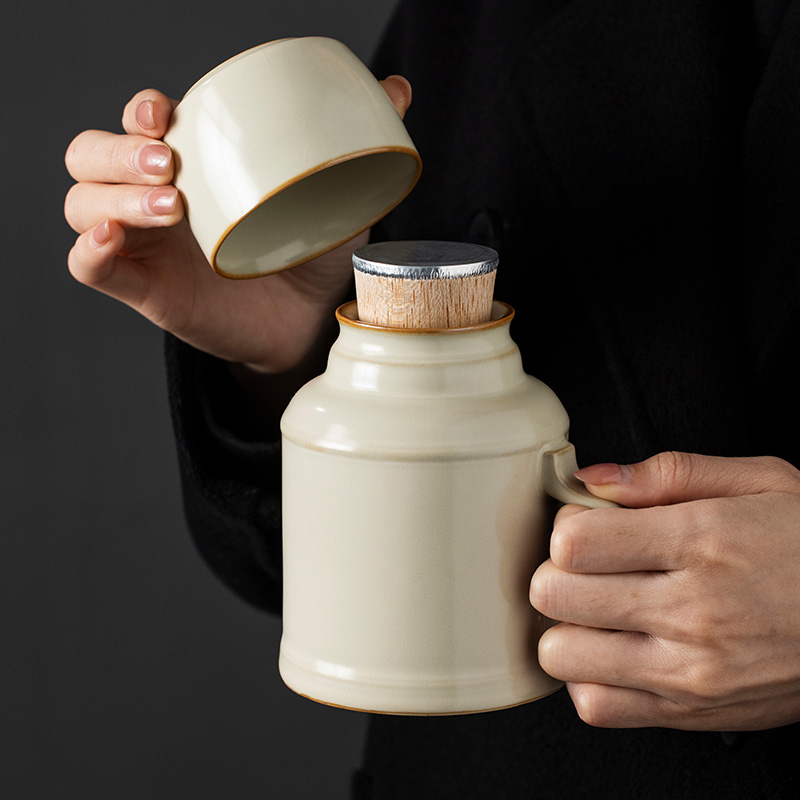 汝窑小暖壶茶杯焖茶壶泡茶家用大容量保温瓶中式陶瓷水杯茶壶单壶