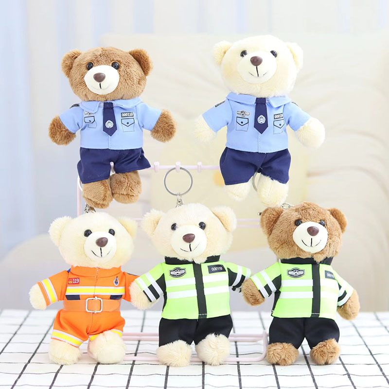 消防小熊消防员挂件公仔玩偶朋友节日警察礼品泰迪熊卡通救援宣传