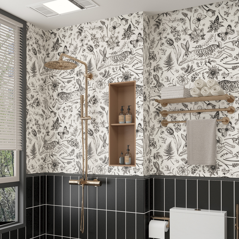卫生间自粘贴纸兔子瓷砖贴防水浴室墙面贴画改造壁纸翻新墙纸遮丑