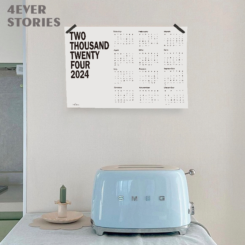 4ES | 原创设计 2024年横版日历挂历 极简黑白纸质艺术海报