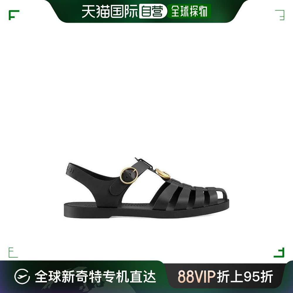 【99新未使用】香港直邮潮奢 Gucci 古驰 男士 橡胶搭扣绑带凉鞋