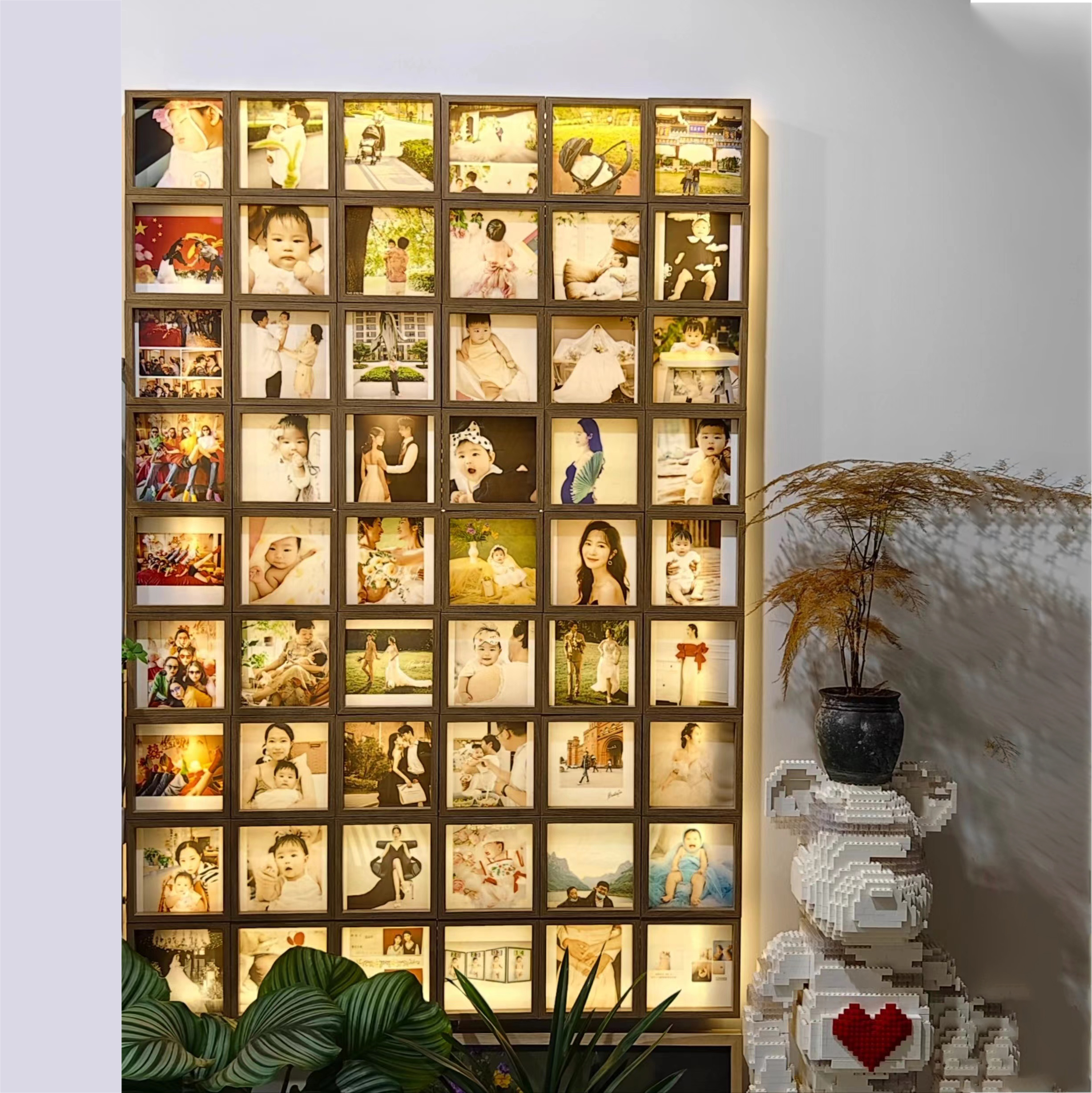 发光相框墙磁吸创意组合相册展示墙diy家庭沙发背景玄关照片墙