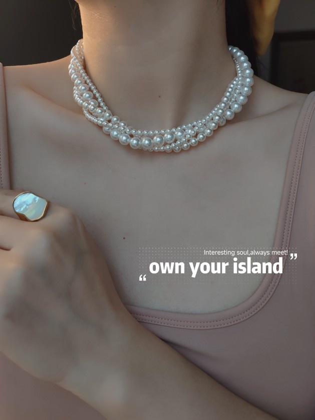ISLA孤岛明星同款多层叠戴施家珍珠项链一条多戴极强光颈链送女友