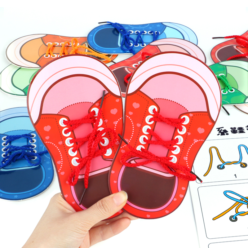 儿童练习穿绑系鞋带教具幼儿园小班生活区区域材料中班益智区玩具