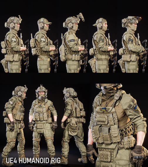 UE4虚幻5 MODULAR SOLDIER PACK 模块化美国士兵角色人物模型素材