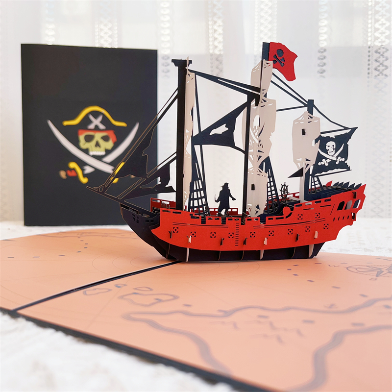 海盗船立体贺卡送男生男孩学生男朋友个性生日礼物3D创意卡片ins