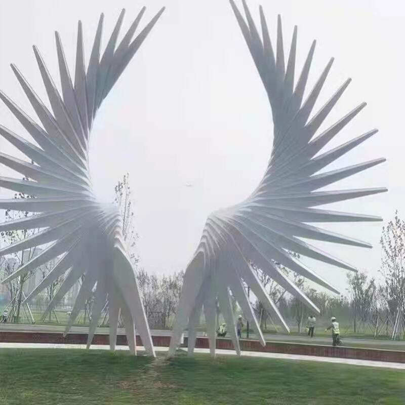 网红天使之翼互动发光翅膀景区引流亮化造型房地产地标雕塑