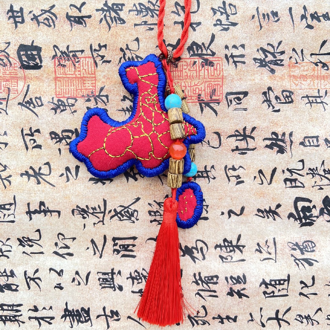 军恋手工diy创意中国地图刺绣材料包车挂送礼钥匙扣简单爱国主题