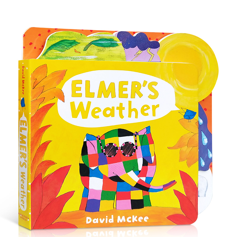 Elmer's Weather埃尔默的天气进口英文原版绘本天气认知启蒙纸板书自然天文气象小百科3-6岁低幼儿童科普英语读物课外阅读正版