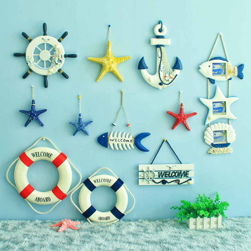 地中海风格装饰挂件船舵舵手环创意幼儿园背景墙海洋风主题墙壁饰
