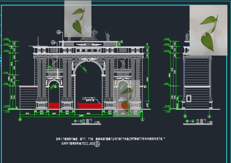 欧式中式大门围墙立面CAD施工图纸别墅庭院入口景区铁艺大门设计