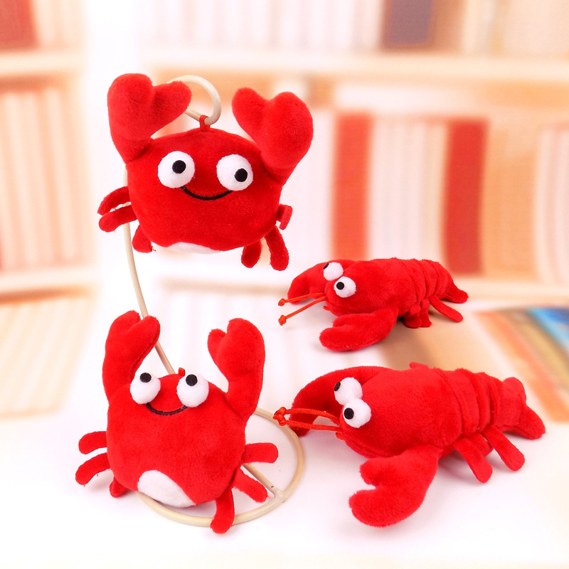 大虾海洋动物龙虾螃蟹毛绒玩具小挂件儿童娃娃玩偶抓娃娃机大龙虾