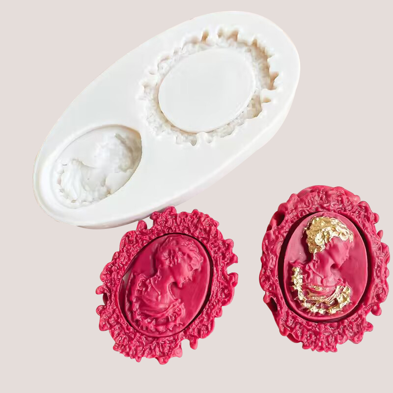 古典镜子浮雕女王头像 肥皂手工皂硅胶模具DIY巧克力翻糖蛋糕装饰