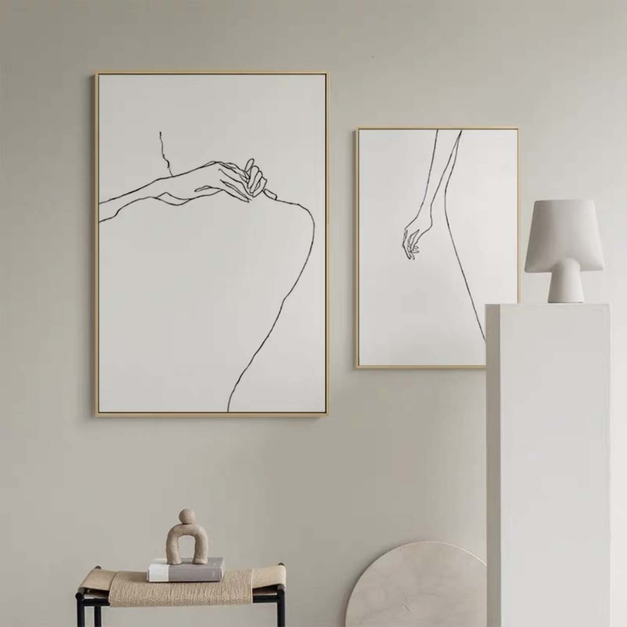 现代简约客厅沙发背景墙挂画人物线条创意壁画北欧风格抽象装饰画