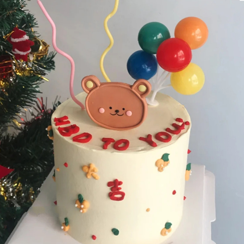 网红韩国小熊软陶插件烘焙蛋糕装饰品围边贴纸气球生日甜品台摆件