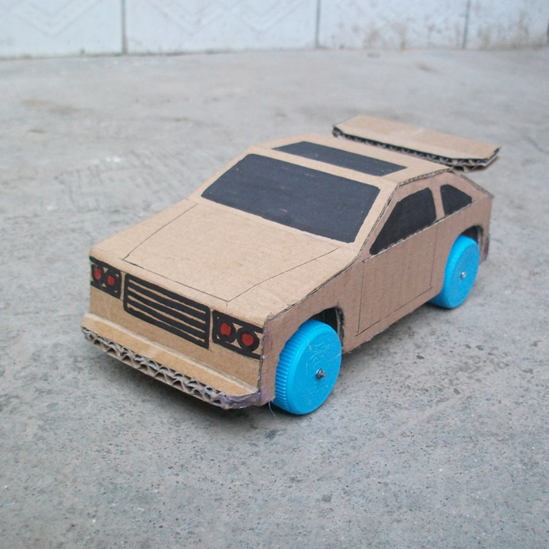 速发废物利用创意环保DIY变废为宝纸箱板幼儿园小手工制作 小汽车