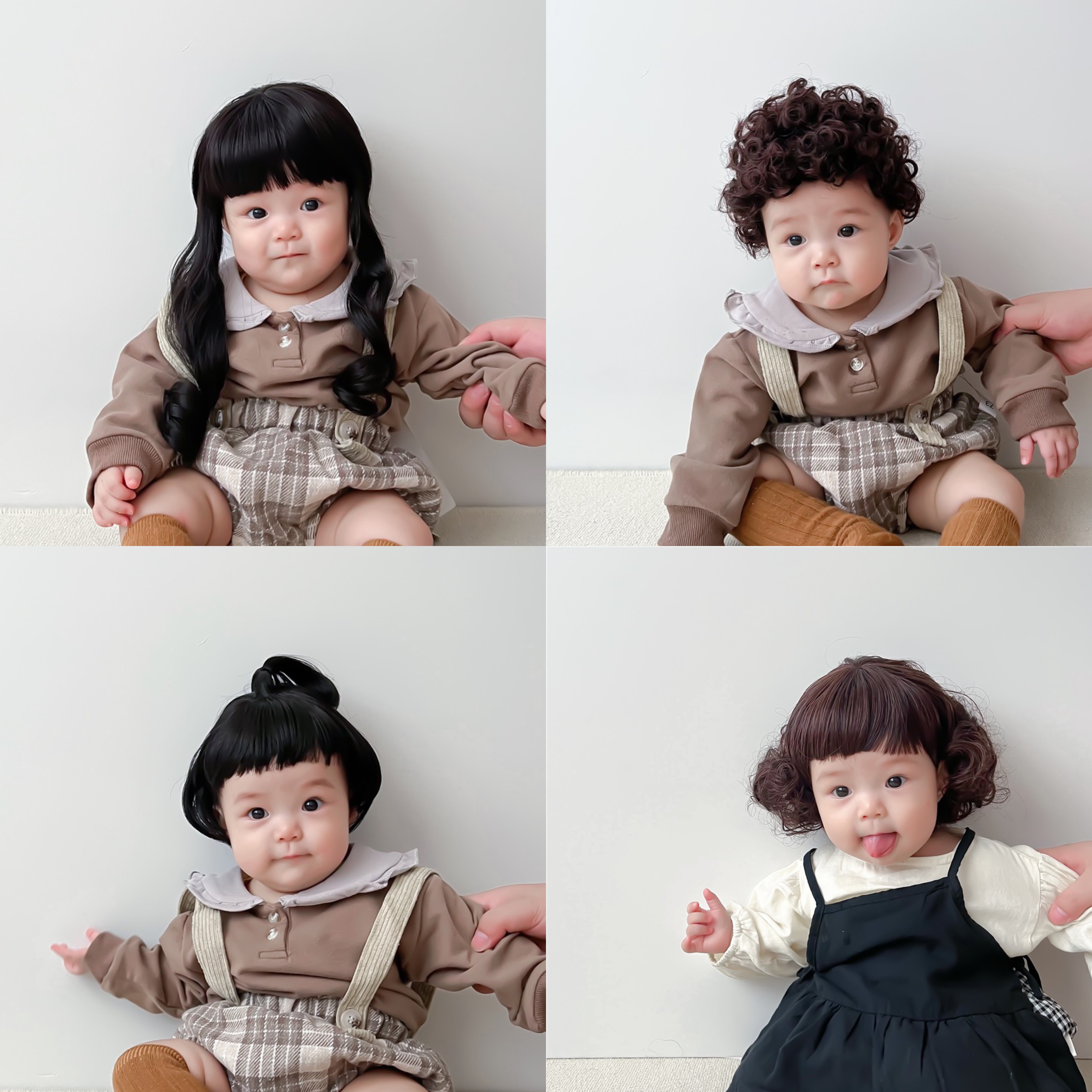 宝宝假发儿童短发波波头拍照造型婴幼儿头饰女孩小辫子婴儿小发套
