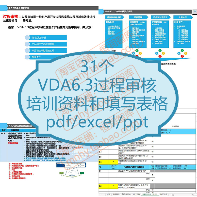 VDA6.3过程审核资料报告模板文件标准中文讲义实例评审检查表表格