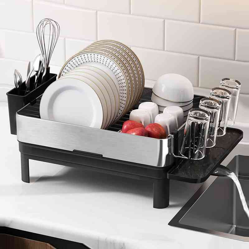 厨房碗碟架子置物架家用放碗的沥水架高颜值多功能单层碗碟置物。