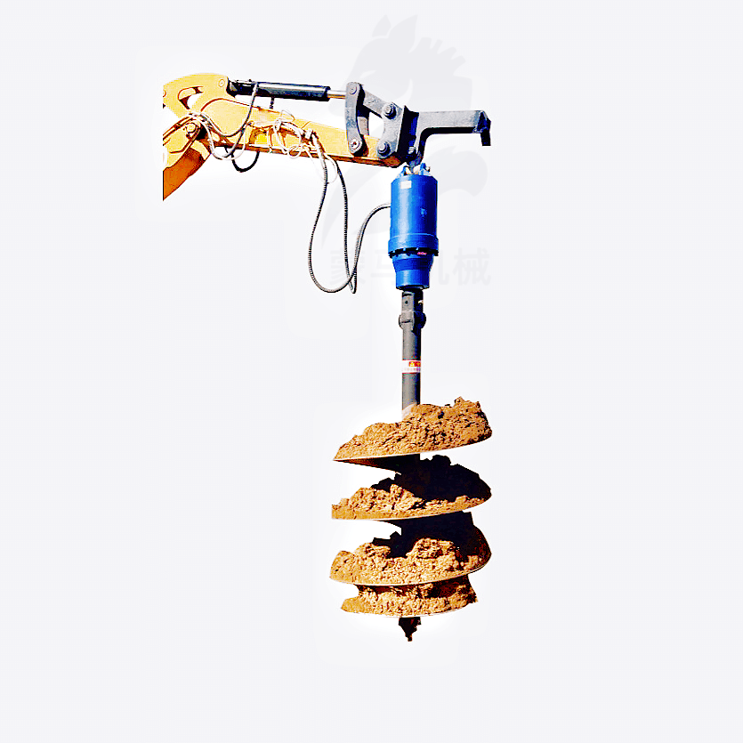 挖机改螺旋钻机 挖掘机螺旋钻 光伏打桩机  树坑地基电线杆桩钻孔