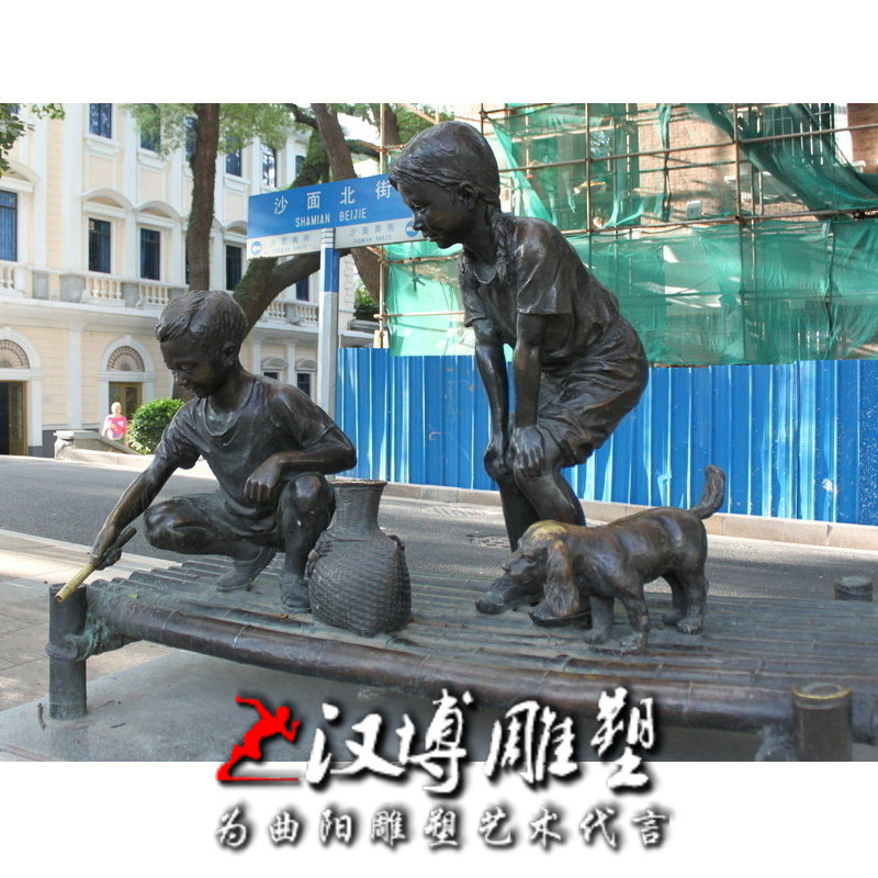 玻璃钢仿铜广州沙面主题民俗文化人物雕塑广场商业街园林景观雕塑