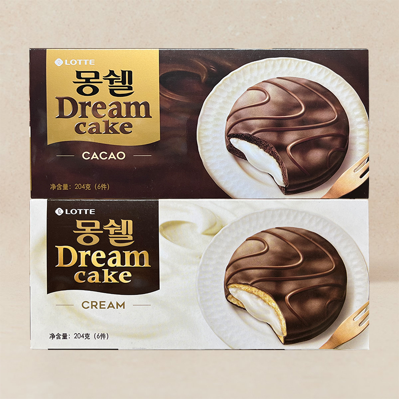 韩国进口乐天梦雪夹心奶油巧克力蛋糕派204g韩剧机智的医生同款