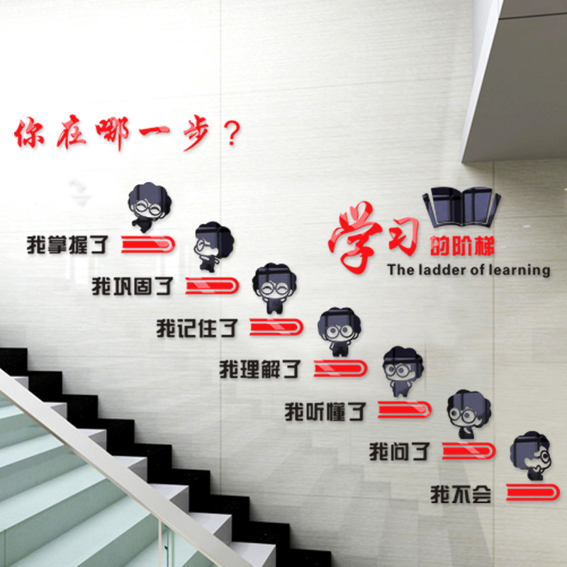 学校激励文字企业文化墙贴办公室楼梯墙面装饰立体亚克力励志标语