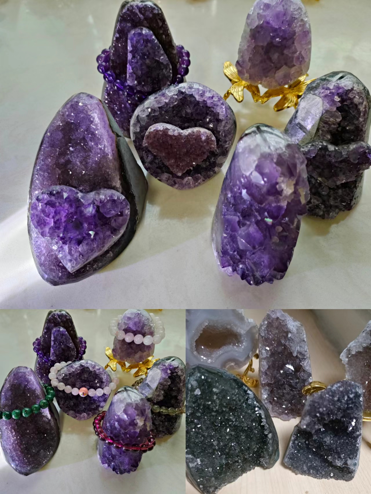 紫水晶软糖水晶巴西天然异像水晶紫晶簇水晶窝洞彩晶镇水晶爱心