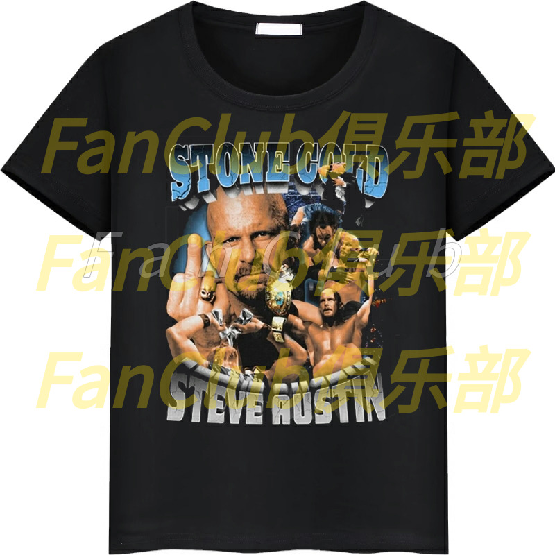 WWE史蒂夫奥斯丁Stone Cold冷石奥斯汀Steve Austin摔角短袖T恤潮