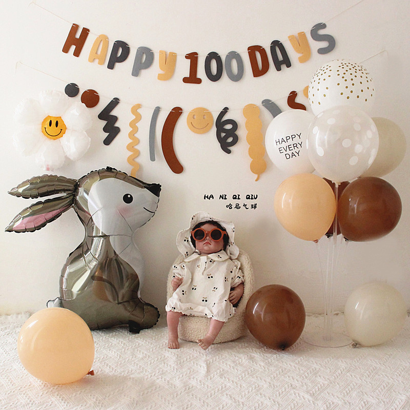 ins森系1周岁30天布置拍照背景宝宝100天百日宴百天满月装饰气球